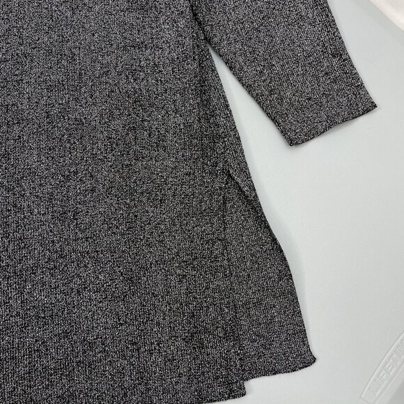 Susan Graver Style Cardigan Sweater Tunic Open Front Black Silver Metallic 3X - Picture 3 of 8
